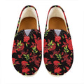 Black And Red Roses Floral Print Casual Shoes