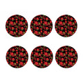 Black And Red Roses Floral Print Coaster Set