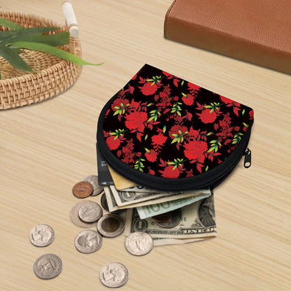 Black And Red Roses Floral Print Coin Purse