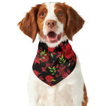 Black And Red Roses Floral Print Dog Bandana