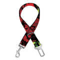 Black And Red Roses Floral Print Dog Seat Belt