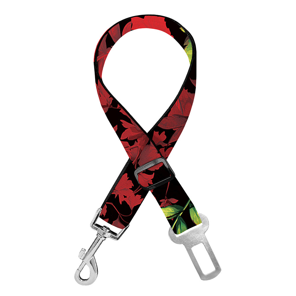 Black And Red Roses Floral Print Dog Seat Belt