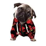Black And Red Roses Floral Print Dog Zip Up Hoodie