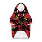 Black And Red Roses Floral Print Dog Zip Up Hoodie
