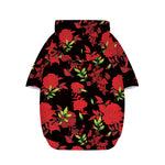 Black And Red Roses Floral Print Dog Zip Up Hoodie