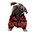 Black And Red Roses Floral Print Dog Zip Up Jacket