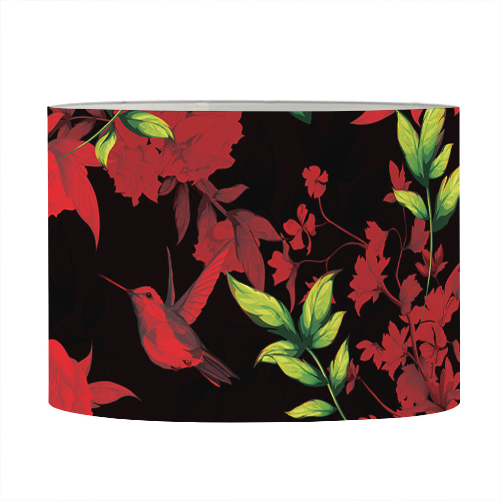 Black And Red Roses Floral Print Drum Lamp Shade
