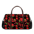 Black And Red Roses Floral Print Duffel Bag