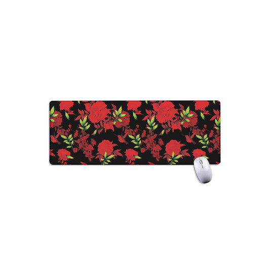 Black And Red Roses Floral Print Extended Mouse Pad