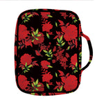 Black And Red Roses Floral Print Front Pocket Bible Bag