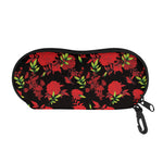 Black And Red Roses Floral Print Glasses Case