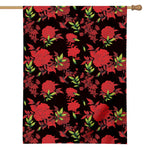 Black And Red Roses Floral Print House Flag