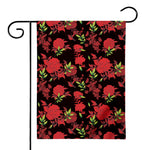 Black And Red Roses Floral Print House Flag