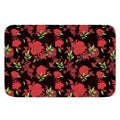 Black And Red Roses Floral Print Indoor Door Mat