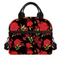 Black And Red Roses Floral Print Insulated Lunch Bag