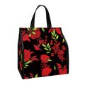Black And Red Roses Floral Print Insulated Lunch Tote