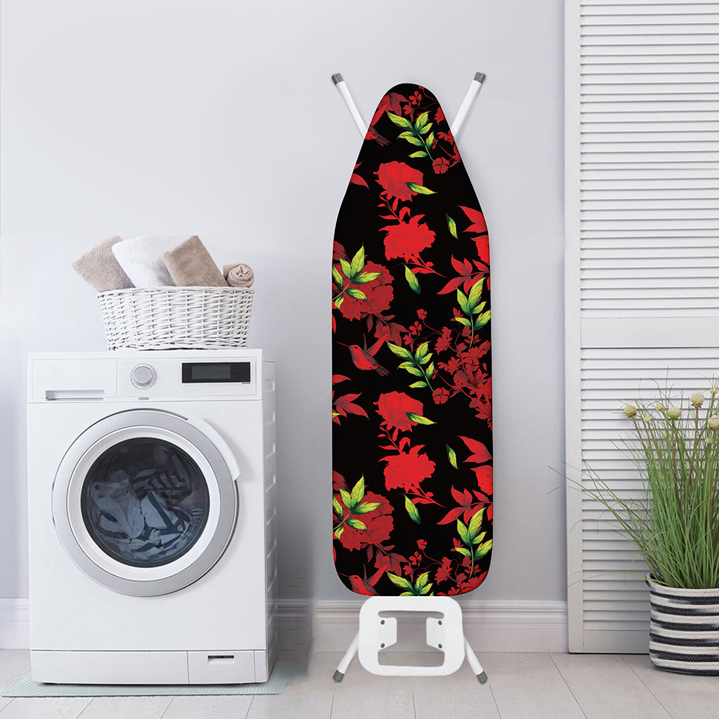 Black And Red Roses Floral Print Ironing Board Cover