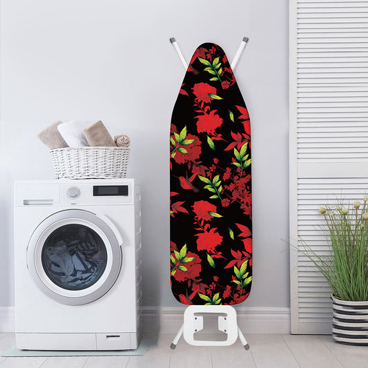 Black And Red Roses Floral Print Ironing Board Cover