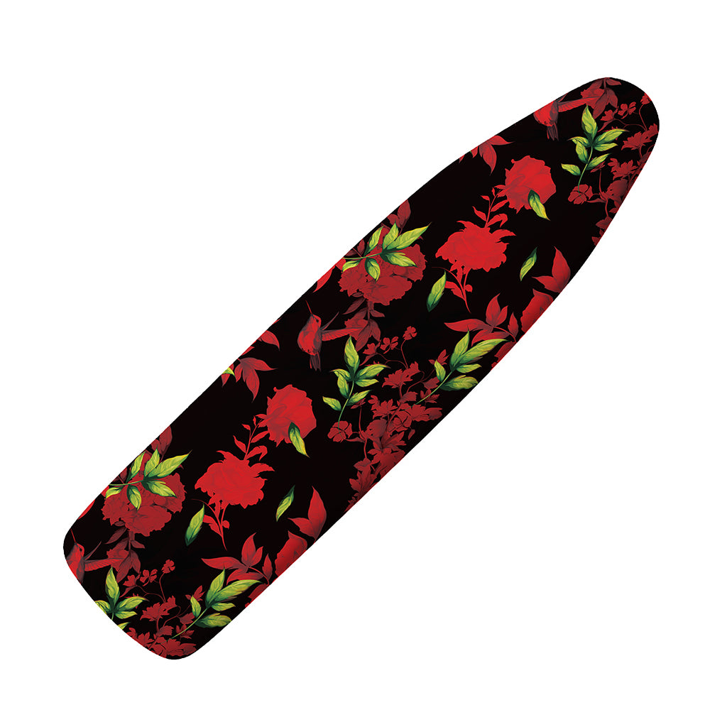 Black And Red Roses Floral Print Ironing Board Cover