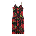 Black And Red Roses Floral Print Jersey Midi Cami Dress