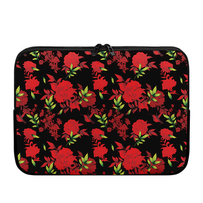 Black And Red Roses Floral Print Laptop Sleeve