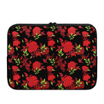 Black And Red Roses Floral Print Laptop Sleeve