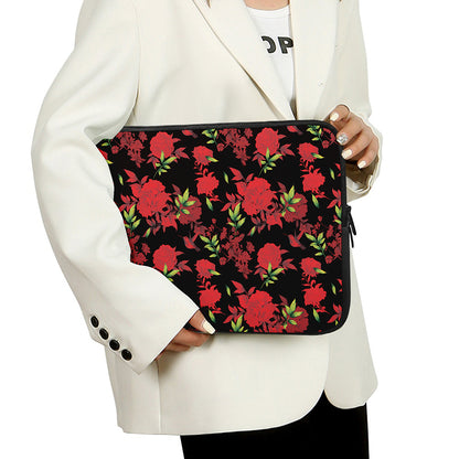 Black And Red Roses Floral Print Laptop Sleeve