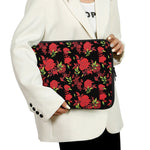 Black And Red Roses Floral Print Laptop Sleeve
