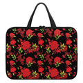 Black And Red Roses Floral Print Laptop Sleeve With Handle