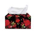 Black And Red Roses Floral Print Leather Tissue Box Cover