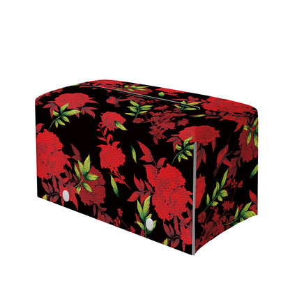 Black And Red Roses Floral Print Leather Tissue Box Cover