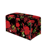 Black And Red Roses Floral Print Leather Tissue Box Cover