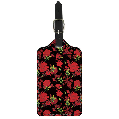 Black And Red Roses Floral Print Luggage Tag