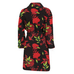 Black And Red Roses Floral Print Men's Bathrobe