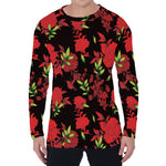 Black And Red Roses Floral Print Men's Long Sleeve T-Shirt