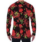 Black And Red Roses Floral Print Men's Long Sleeve T-Shirt