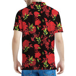 Black And Red Roses Floral Print Men's Polo Shirt
