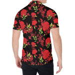Black And Red Roses Floral Print Men's Shirt