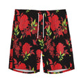 Black And Red Roses Floral Print Men's Athletic Shorts