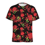 Black And Red Roses Floral Print Men's Sports T-Shirt