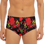 Black And Red Roses Floral Print Men's Triangle Swim Briefs