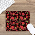 Black And Red Roses Floral Print Mouse Pad