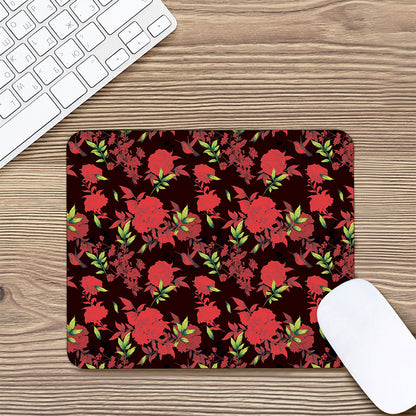 Black And Red Roses Floral Print Mouse Pad