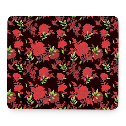Black And Red Roses Floral Print Mouse Pad