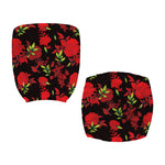 Black And Red Roses Floral Print Office Chair Cover