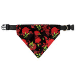 Black And Red Roses Floral Print Over The Collar Dog Bandana