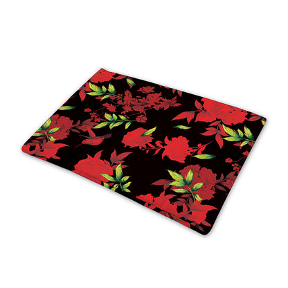 Black And Red Roses Floral Print Pet Cooling Mat Cover