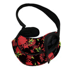 Black And Red Roses Floral Print Pet Sling Carrier