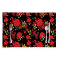 Black And Red Roses Floral Print Placemat