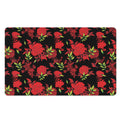 Black And Red Roses Floral Print Polyester Doormat